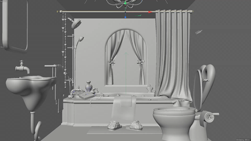 Process shot 4 — scene layout wireframe